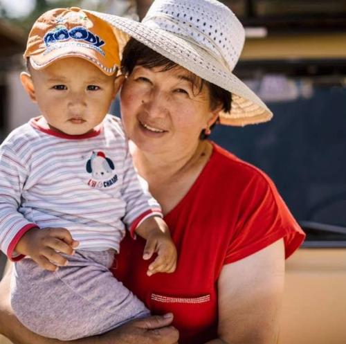 Gulmira with grandson Shabdan